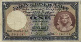 Ägypten / Egypt P.22c: 1 Pound 1945 (3) 