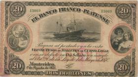 Uruguay P.S173 20 Pesos 1871 (3+) 