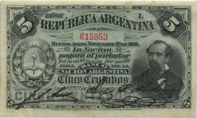 Argentinien / Argentina P.209 5 Centavos 1891 (2) 