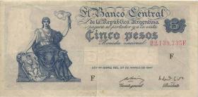 Argentinien / Argentina P.258 5 Pesos 1947 (3) 