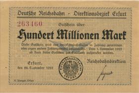 PS1205 Reichsbahn Erfurt 100 Millionen Mark 1923 (1-) 