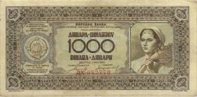 Jugoslawien / Yugoslavia P.067a 1000 Dinara 1946 (3) 