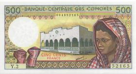 Komoren / Comoros P.10a 500 Francs (1986) (1) U.2 