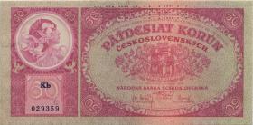Tschechoslowakei / Czechoslovakia P.022s 50 Kronen 1929 (2) Specimen 