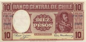 Chile P.120 10 Pesos 1958-59 (1) U.3 
