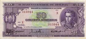 Bolivien / Bolivia P.141 50 Bolivianos L. 1945 (1) 