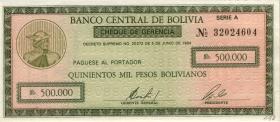 Bolivien / Bolivia P.198 50 Centavos auf 500.000 Pesos Bol. 1987 (1) 