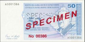 Bosnien & Herzegowina / Bosnia P.058s 50 Konver. Pfeniga (1998) Specimen (1) 