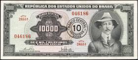 Brasilien / Brazil P.189c 10 Cru.N. auf 10000 Cruz. (1966-67) (1) 