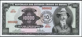 Brasilien / Brazil P.189c 10 Cru.N. auf 10000 Cruz. (1966-67) (1) 