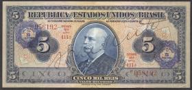 Brasilien / Brazil P.125 5 Cruzeiros auf 5 Mil Reis (1942) (3+) 