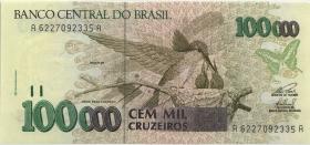 Brasilien / Brazil P.235c 100.000 Cruz. (1993) (1) 