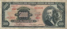 Brasilien / Brazil P.188b 5 Cruzeiros Novos a. 5000 Cruz. (1966-67) (3-) 