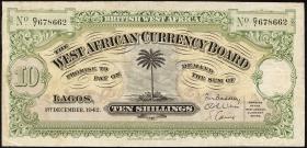 British West Africa P.07b 10 Shillings 1942 (3) 