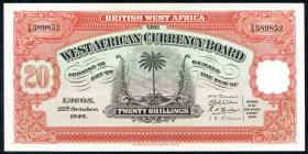 British West Africa P.08b 20 Shillings 1946 (2+) 