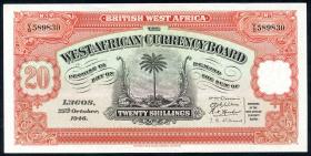 British West Africa P.08b 20 Shillings 1946 (1/1-) 