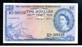 British Caribbean Territories P.08c 2 Dollars 1961 (2) 
