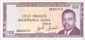 Burundi P.29c 100 Francs 1988 (1) 