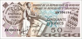 Burundi P.28b 50 Francs 1983 (1) 