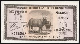 Burundi P.09 10 Francs 31.12.1965 (1) 