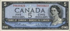 Canada P.077b 5 Dollars 1954 (1961-72) (1) 