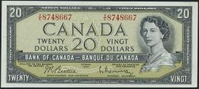 Canada P.080b 20 Dollars 1954 (1-) 