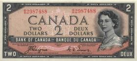 Canada P.067a 2 Dollars 1954 "Devils Face" (1/1-) 