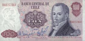 Chile P.152b 100 Pesos 1983 (1) 