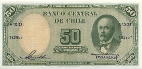 Chile P.121a 50 Pesos = 5 Condores (1958-59) (1) 