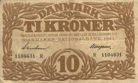 Dänemark / Denmark P.31j 10 Kroner 1941 R (3+) 