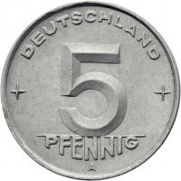 DDR 5 Pfennig (Alu) RS Hammer&Zirkel f.stgl 