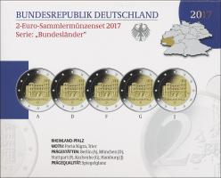 Deutschland 2-Euro-Sammlermünzenset 2017 Rheinland-Pfalz (Porta Nigra in Trier) PP 