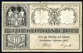 Dänemark / Denmark P.07f 10 Kronen 1908 (4) 
