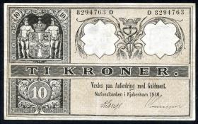 Dänemark / Denmark P.07i 10 Kroner 1910 (2) 