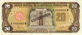 Dom. Republik/Dominican Republic P.120s1 20 Pesos Oro 1982 Specimen (1) 