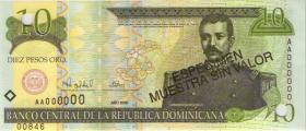Dom. Republik/Dominican Republic P.159s1 10 Pesos Oro 2000 SPECIMEN (1) 