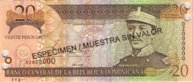Dom. Republik/Dominican Republic P.169s2 20 Pesos Oro 2002 SPECIMEN (1) 