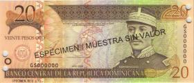 Dom. Republik/Dominican Republic P.169s3 20 Pesos Oro 2003 SPECIMEN (1) 