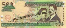 Dom. Republik/Dominican Republic P.172s2 500 Pesos Oro 2003 SPECIMEN (1) 