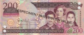 Dom. Republik/Dominican Republic P.178s 200 Pesos Oro 2007 SPECIMEN (1) 