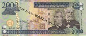 Dom. Republik/Dominican Republic P.181s 2000 Pesos Oro 2000 SPECIMEN (1) 