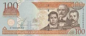 Dom. Republik/Dominican Republic P.171b 100 Pesos Oro 2002 (1) 