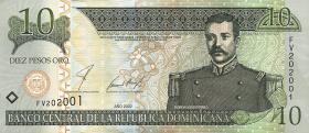 Dom. Republik/Dominican Republic P.168b 10 Pesos Oro 2002 