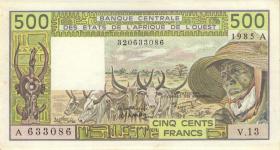 West-Afr.Staaten/West African States P.106Ai 500 Francs 1985 (1) 