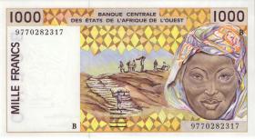 West-Afr.Staaten/West African States P.211Bh 1000 Francs 1997 (1) 
