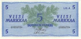 Finnland / Finland P.103 5 Markkaa 1963 Litt. A (1) 