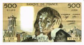 Frankreich / France P.156g 500 Francs 1990 (2) 