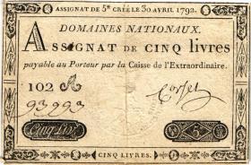 Frankreich / France P.A057 Assignat 5 Livres 1792 (3) 