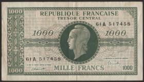 Frankreich / France P.107 1000 Francs (1944) (2) 