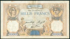 Frankreich / France P.090a 1000 Francs 1937 (3) 